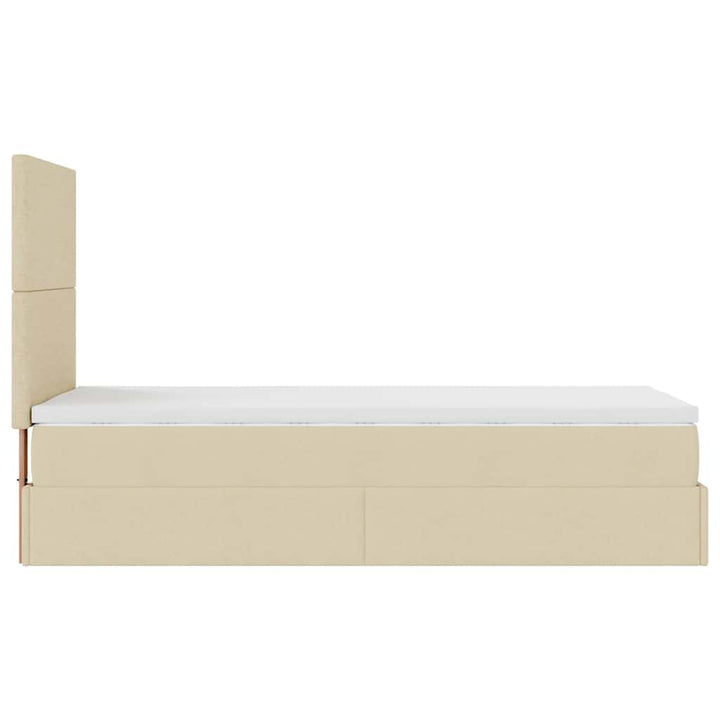 osmannisk sengeramme med madras 80x200 cm stof cremefarvet