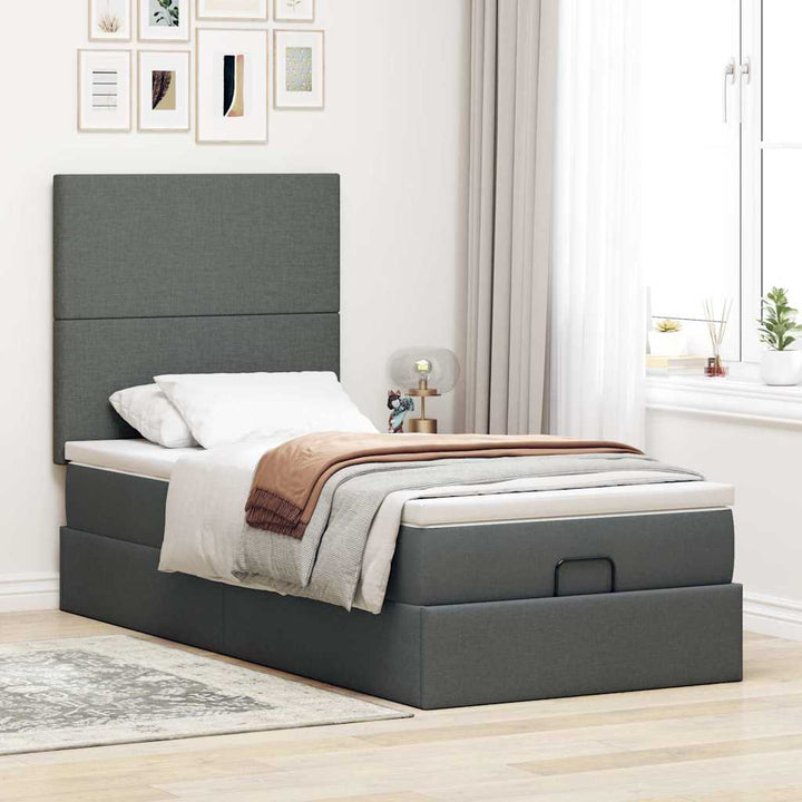 osmannisk sengeramme med madras 100x200 cm stof mørkegrå