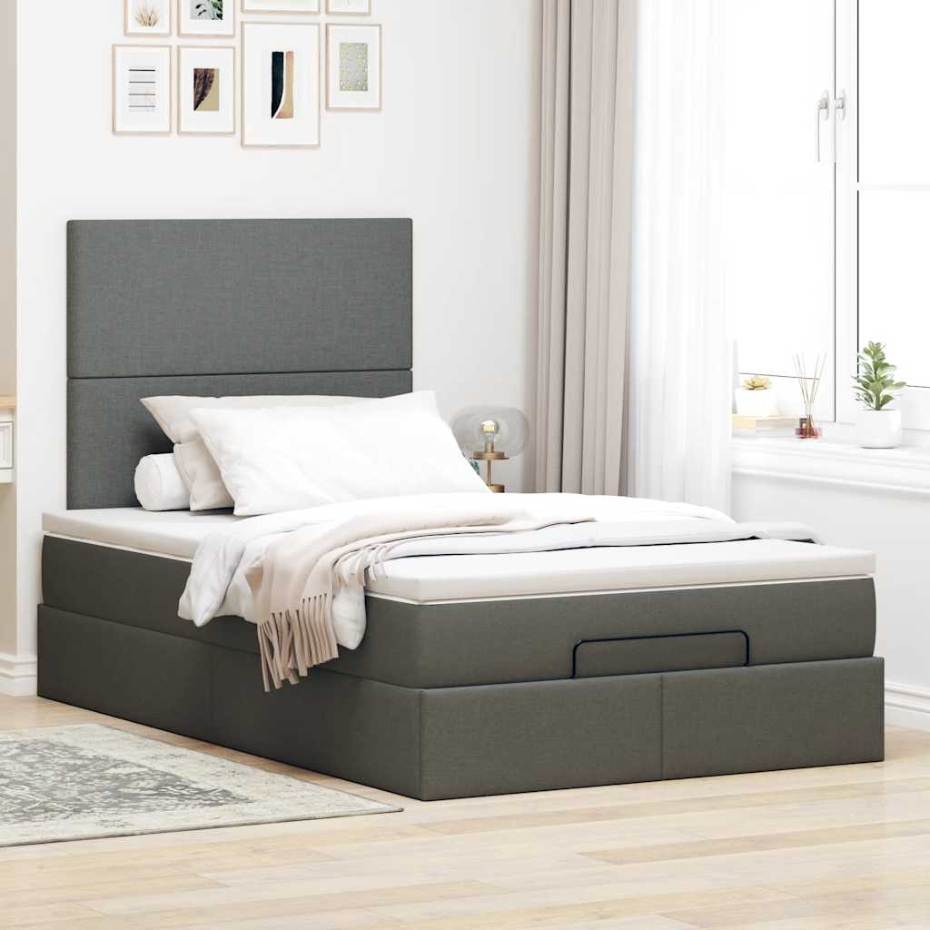 osmannisk sengeramme med madras 120x190 cm stof mørkegrå