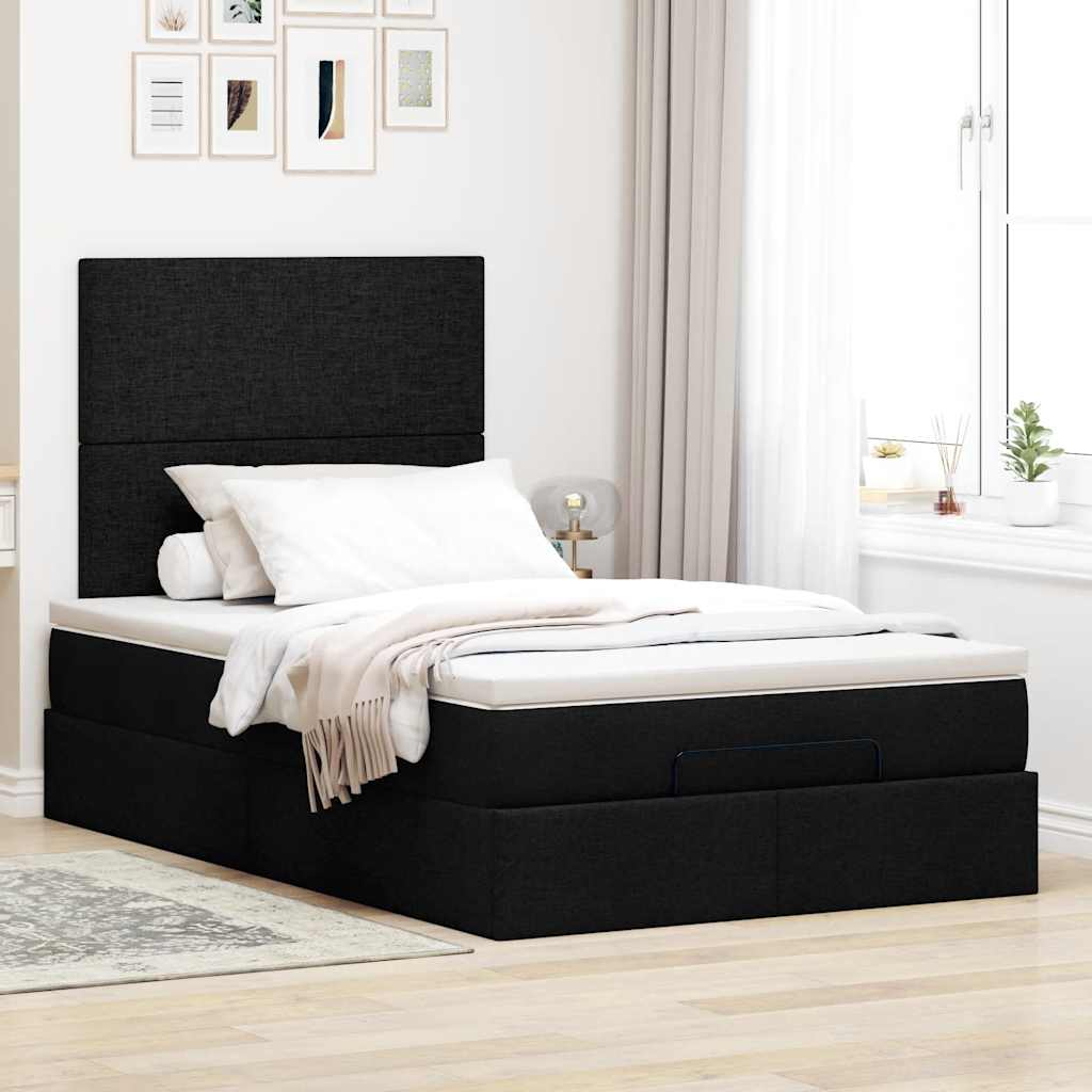 osmannisk sengeramme med madras 120x190 cm stof sort