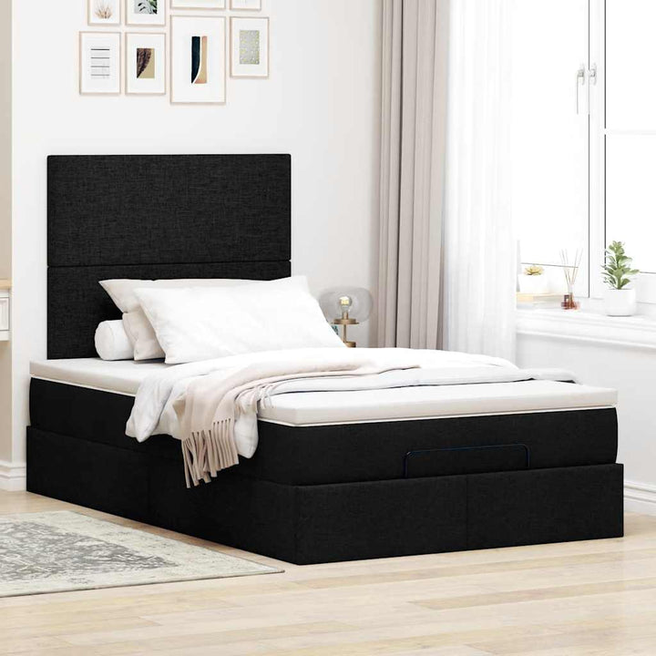 osmannisk sengeramme med madras 120x190 cm stof sort