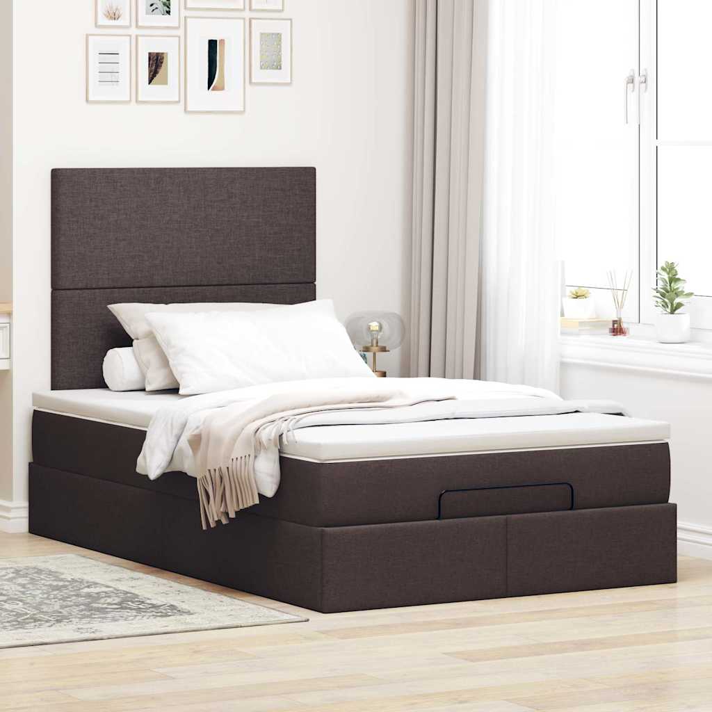 osmannisk sengeramme med madras 120x190 cm stof mørkebrun