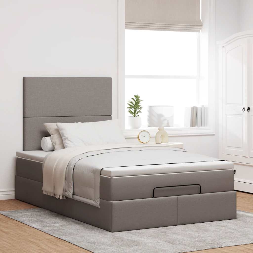 osmannisk sengeramme med madras 120x190 cm stof gråbrun