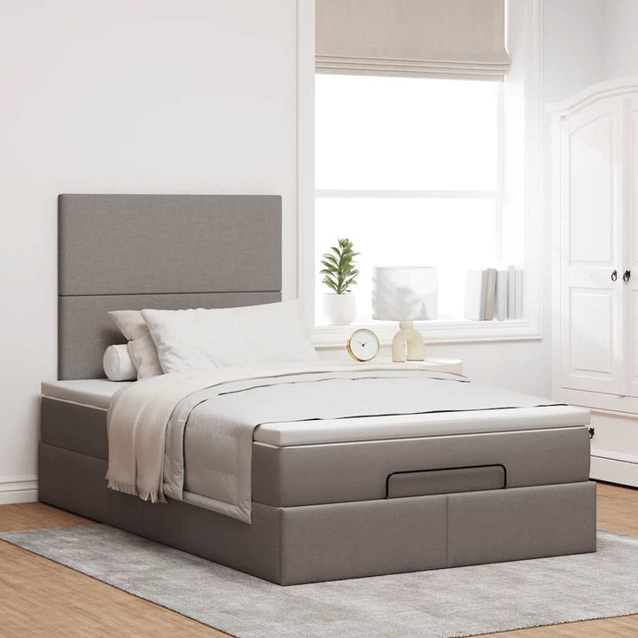 osmannisk sengeramme med madras 120x190 cm stof gråbrun