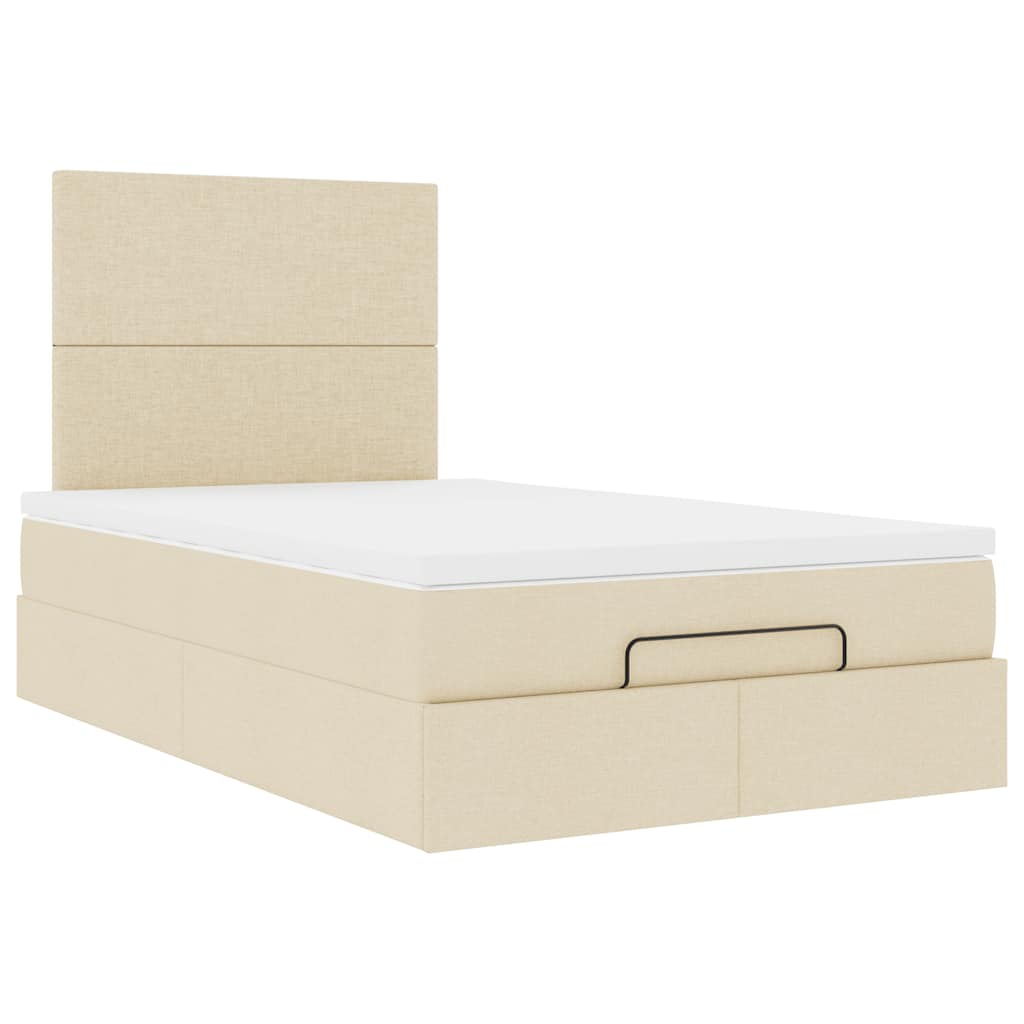 osmannisk sengeramme med madras 120x190 cm stof cremefarvet