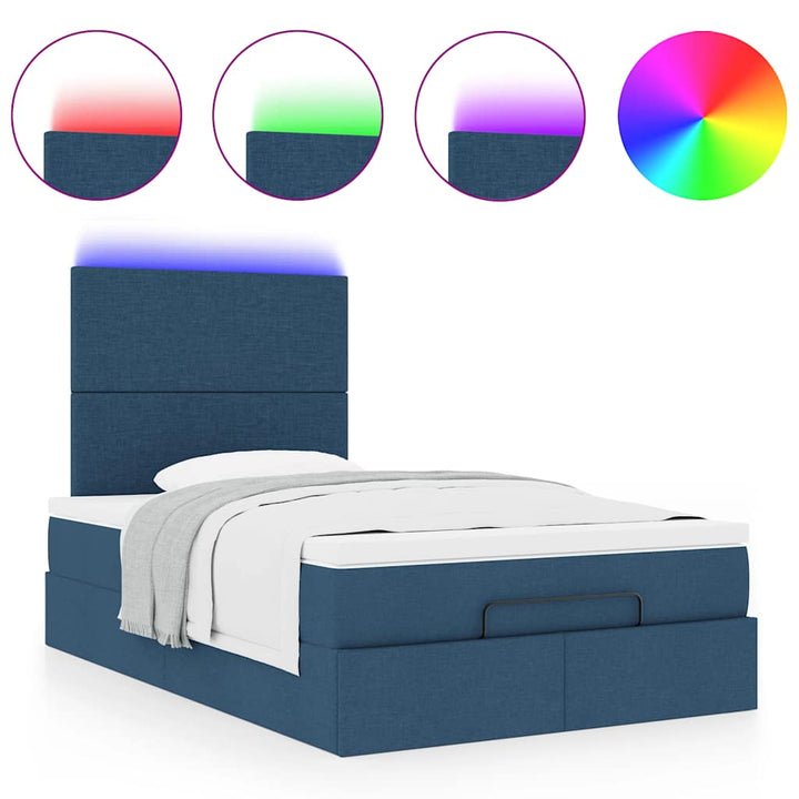 osmannisk sengeramme med madras 120x190 cm stof blå