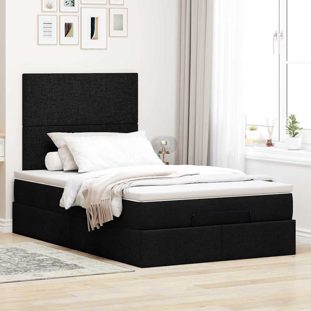 osmannisk sengeramme med madras 120x200 cm stof sort