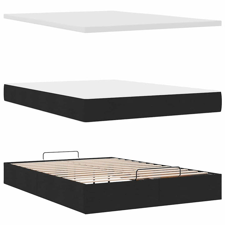 osmannisk sengeramme med madras 140x190 cm stof sort