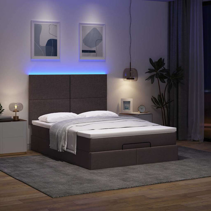 osmannisk sengeramme med madras 140x190 cm stof mørkebrun