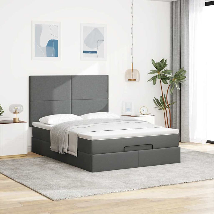 osmannisk sengeramme med madras 140x200 cm stof mørkegrå