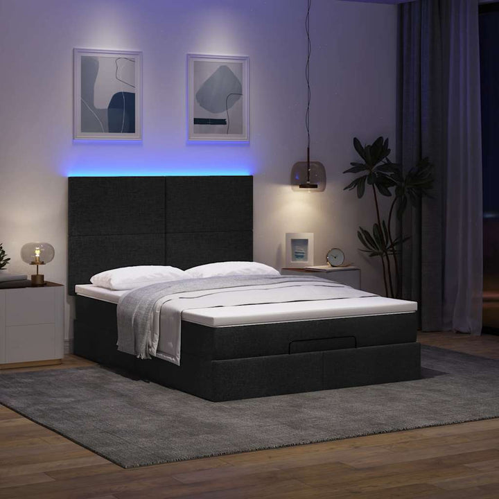 osmannisk sengeramme med madras 140x200 cm stof sort