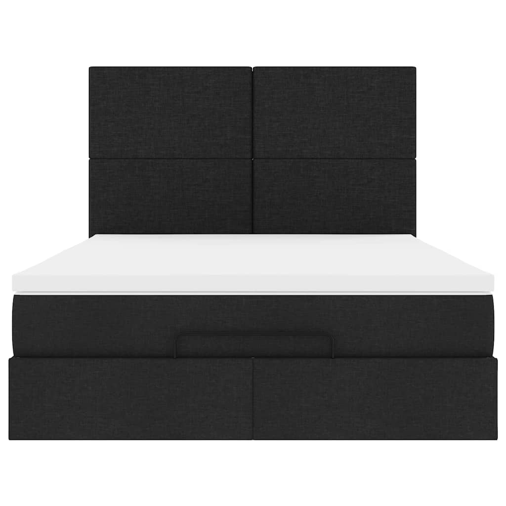 osmannisk sengeramme med madras 140x200 cm stof sort