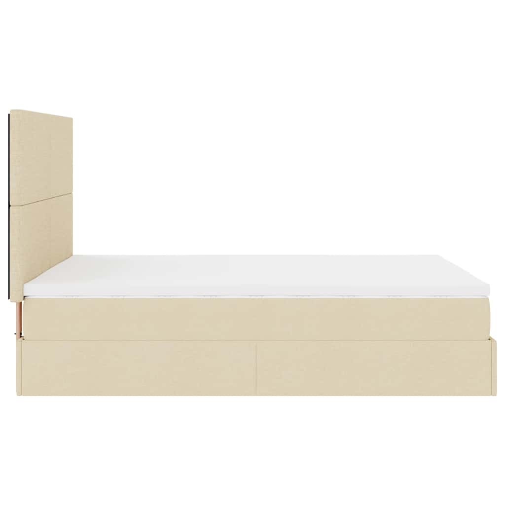 osmannisk sengeramme med madras 140x200 cm stof cremefarvet