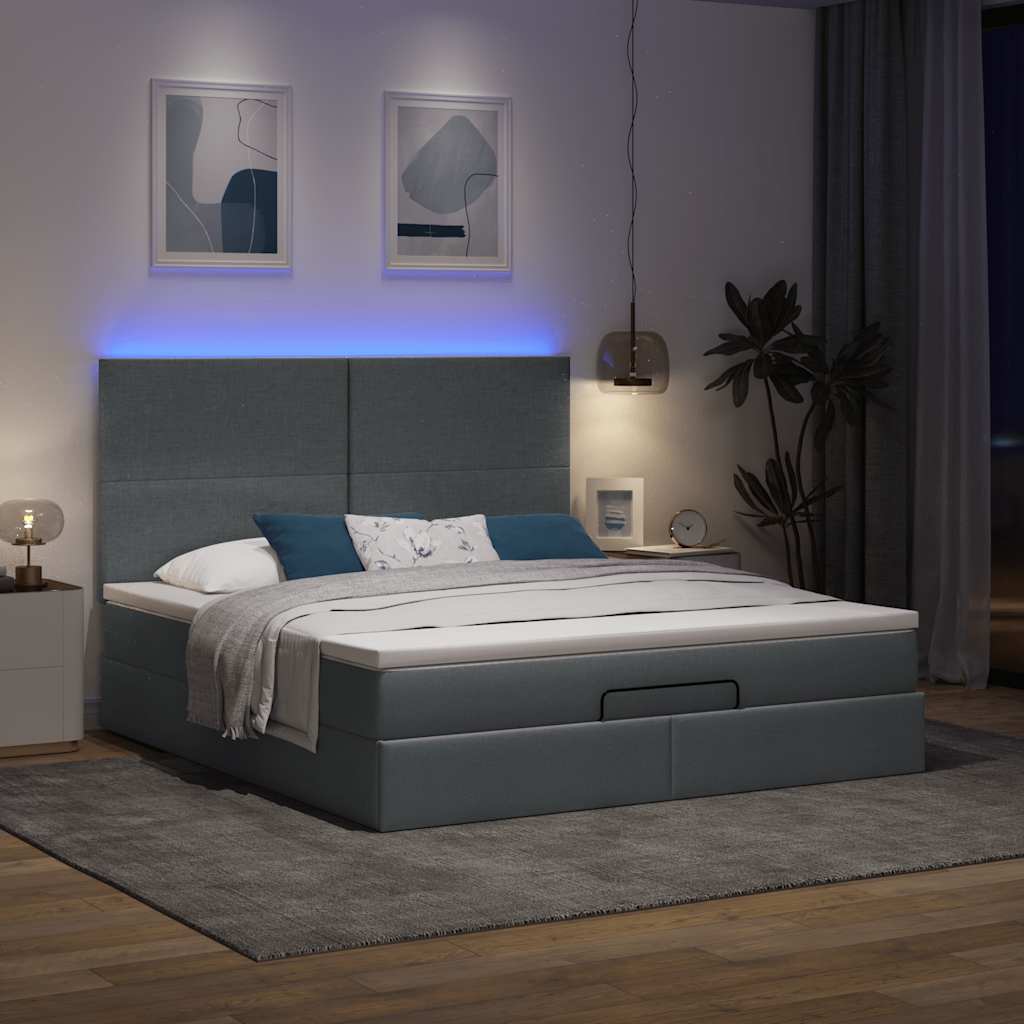 osmannisk sengeramme med madras 160x200 cm stof mørkegrå