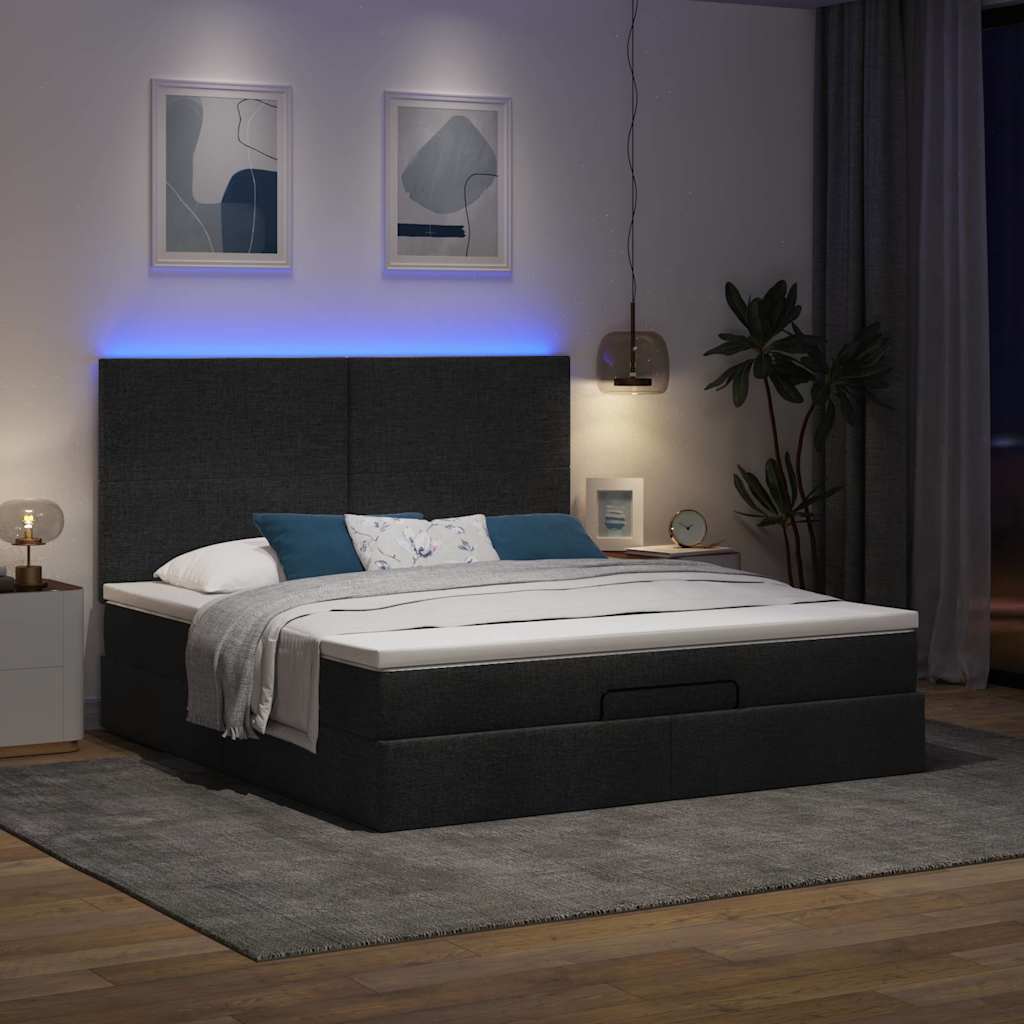 osmannisk sengeramme med madras 160x200 cm stof sort