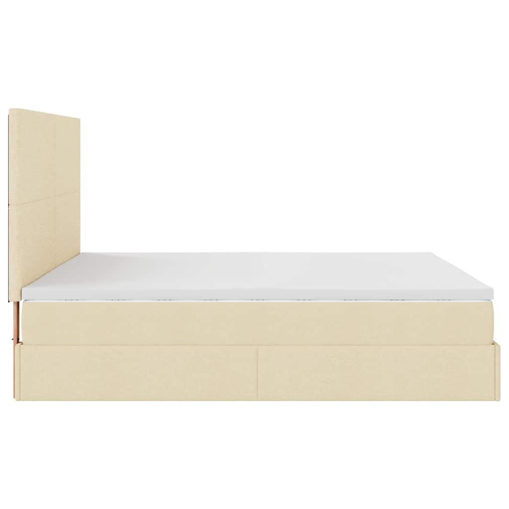osmannisk sengeramme med madras 180x200 cm stof cremefarvet