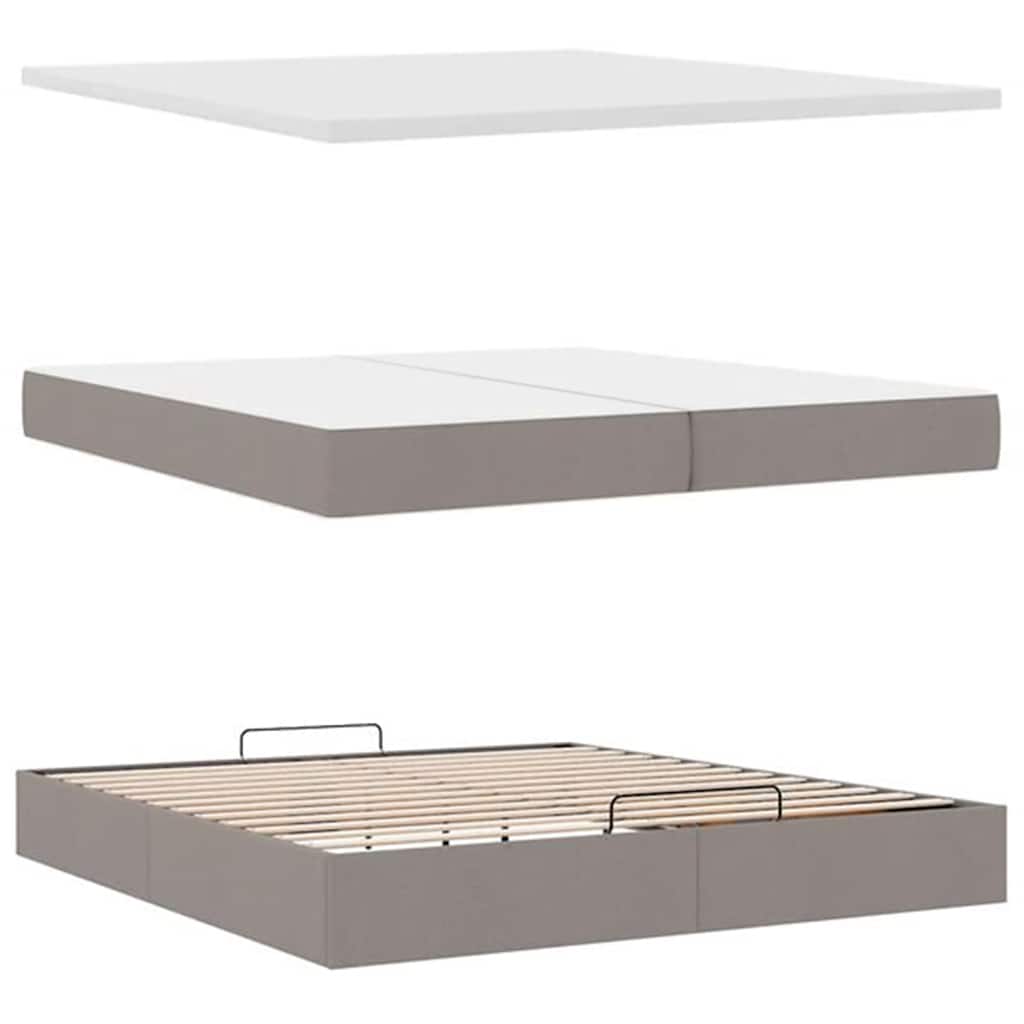 osmannisk sengeramme med madrasser 200x200 cm stof gråbrun