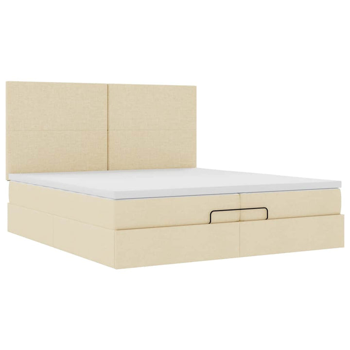 osmannisk sengeramme med madrasser 200x200 cm stof cremefarvet