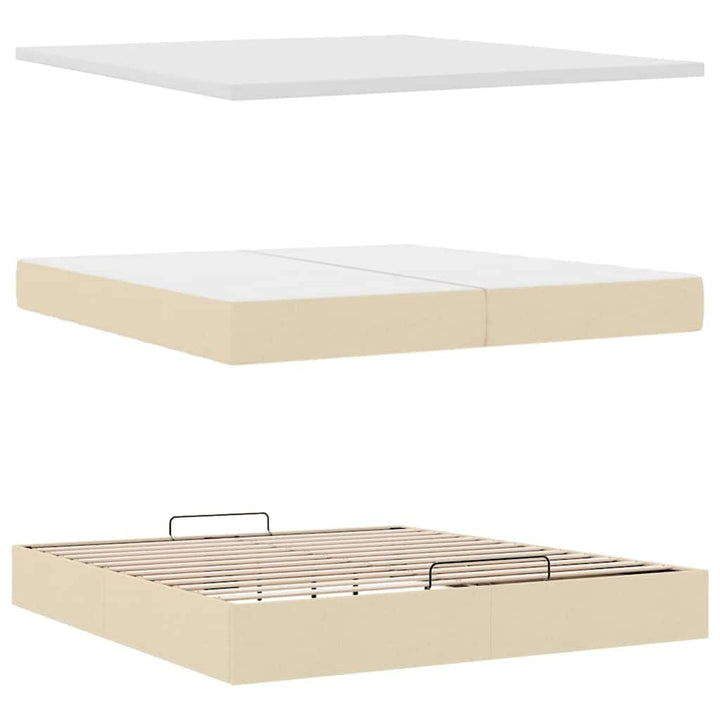 osmannisk sengeramme med madrasser 200x200 cm stof cremefarvet
