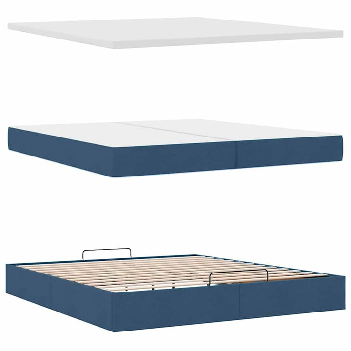 osmannisk sengeramme med madrasser 200x200 cm stof blå