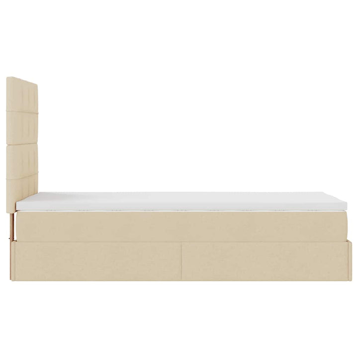 osmannisk sengeramme med madras 100x200 cm stof cremefarvet