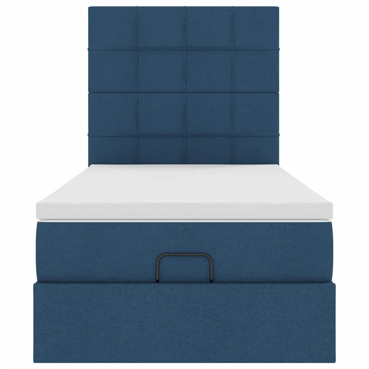 Ottoman seng med madras & LEDs Blå 100x200 cm Stof