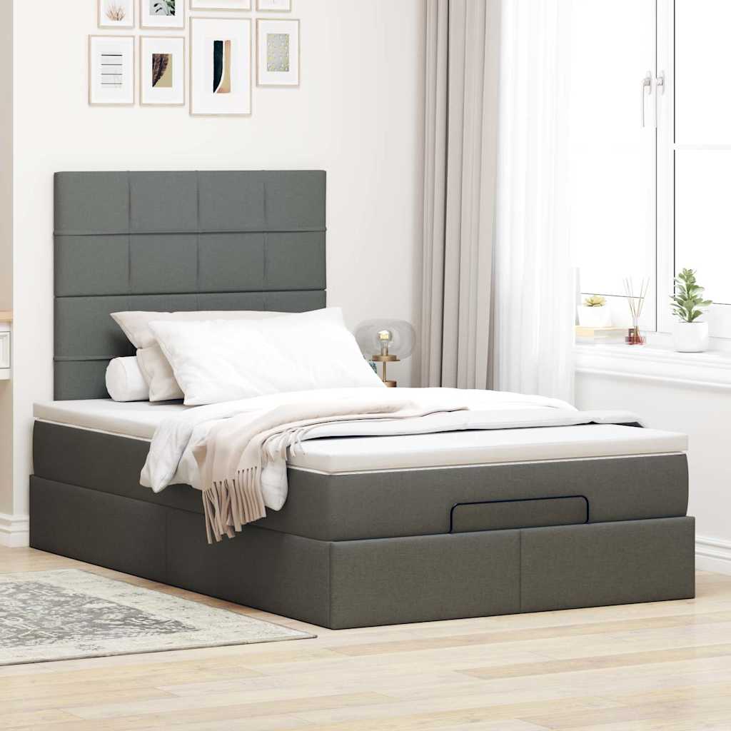 osmannisk sengeramme med madras 120x190 cm stof mørkegrå