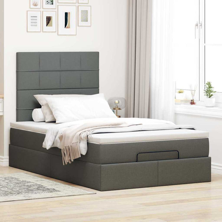 osmannisk sengeramme med madras 120x190 cm stof mørkegrå