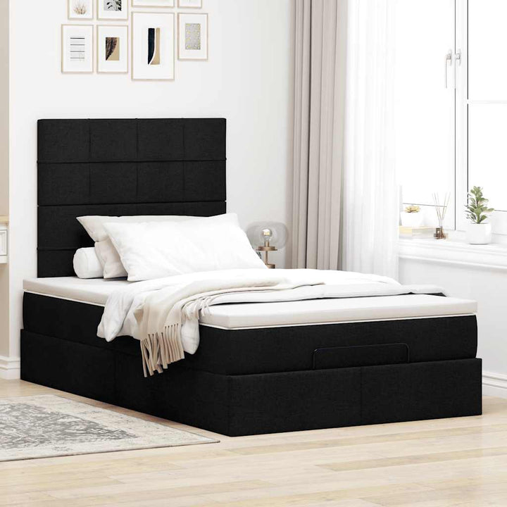 osmannisk sengeramme med madras 120x190 cm stof sort