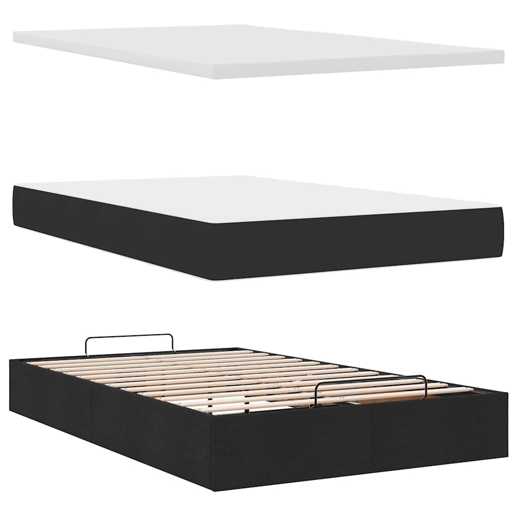 osmannisk sengeramme med madras 120x190 cm stof sort