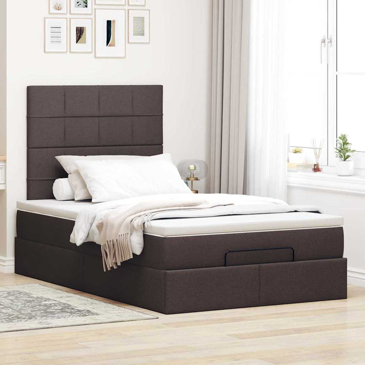 osmannisk sengeramme med madras 120x190 cm stof mørkebrun