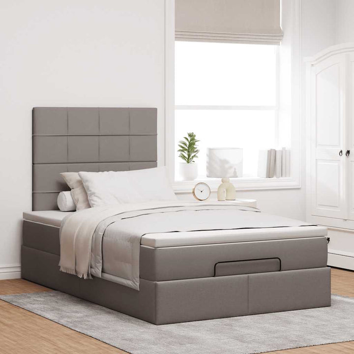 osmannisk sengeramme med madras 120x190 cm stof gråbrun