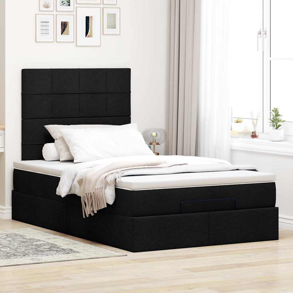 osmannisk sengeramme med madras 120x200 cm stof sort