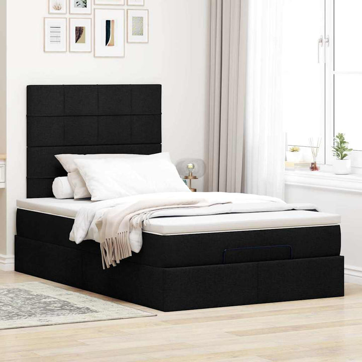 osmannisk sengeramme med madras 120x200 cm stof sort