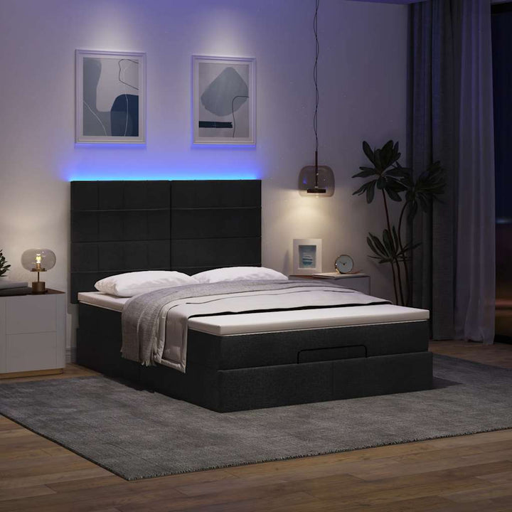osmannisk sengeramme med madras 140x190 cm stof sort
