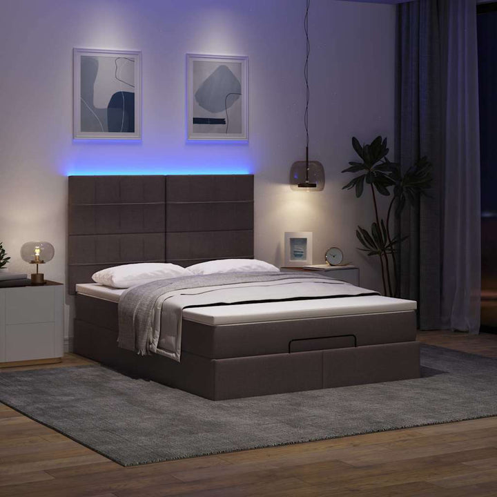 osmannisk sengeramme med madras 140x190 cm stof mørkebrun