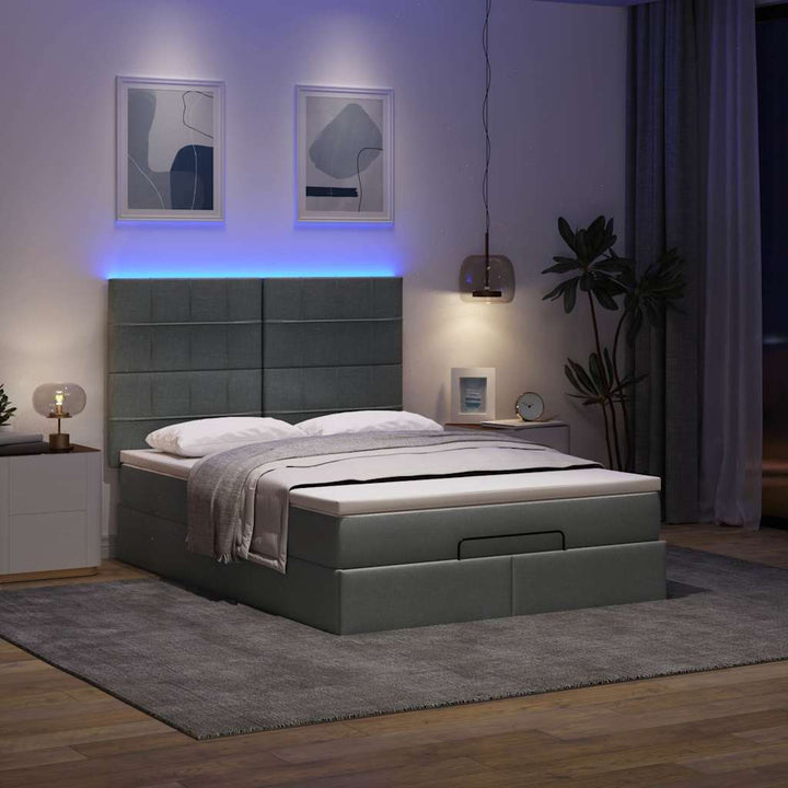 osmannisk sengeramme med madras 140x200 cm stof mørkegrå