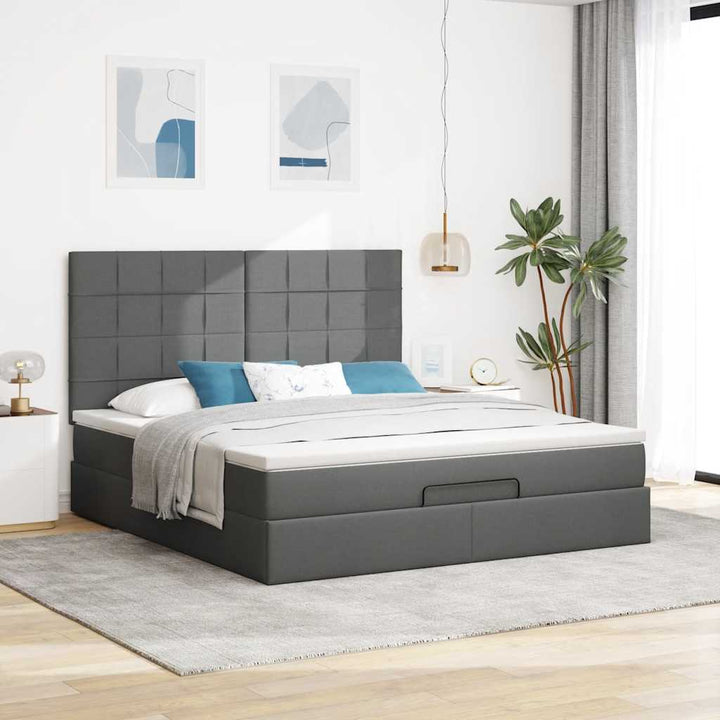 osmannisk sengeramme med madras 160x200 cm stof mørkegrå
