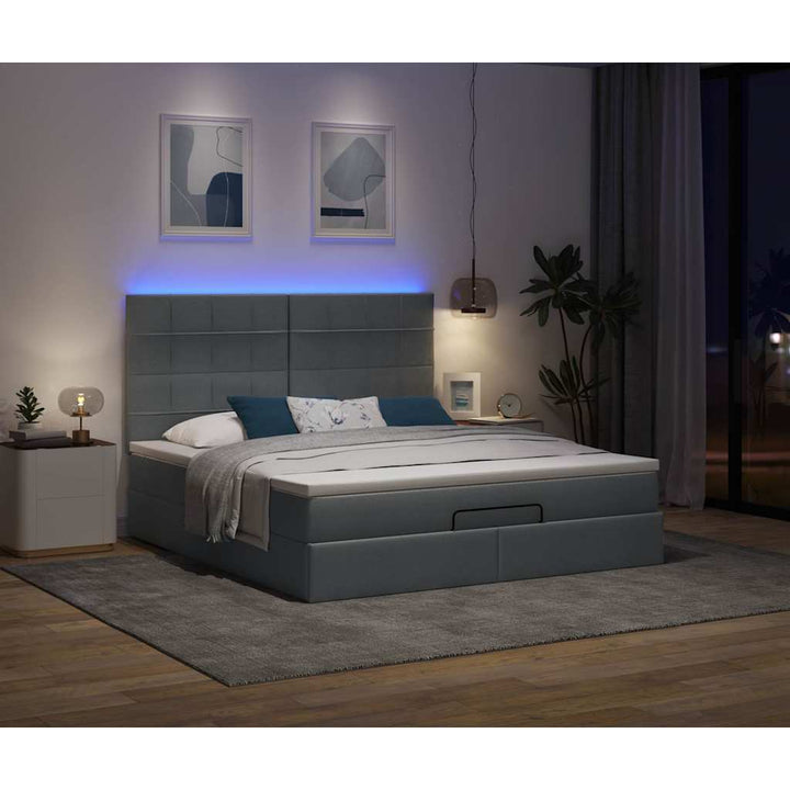 osmannisk sengeramme med madras 180x200 cm stof mørkegrå