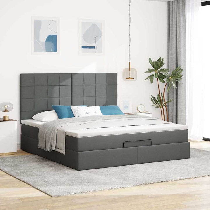 osmannisk sengeramme med madras 180x200 cm stof mørkegrå