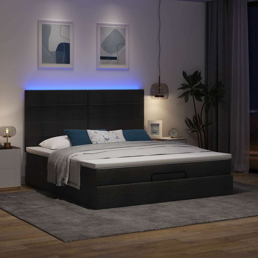 osmannisk sengeramme med madras 180x200 cm stof sort