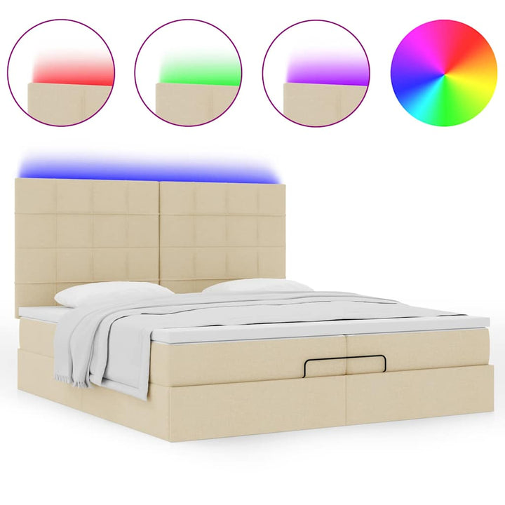 osmannisk sengeramme med madrasser 200x200 cm stof cremefarvet