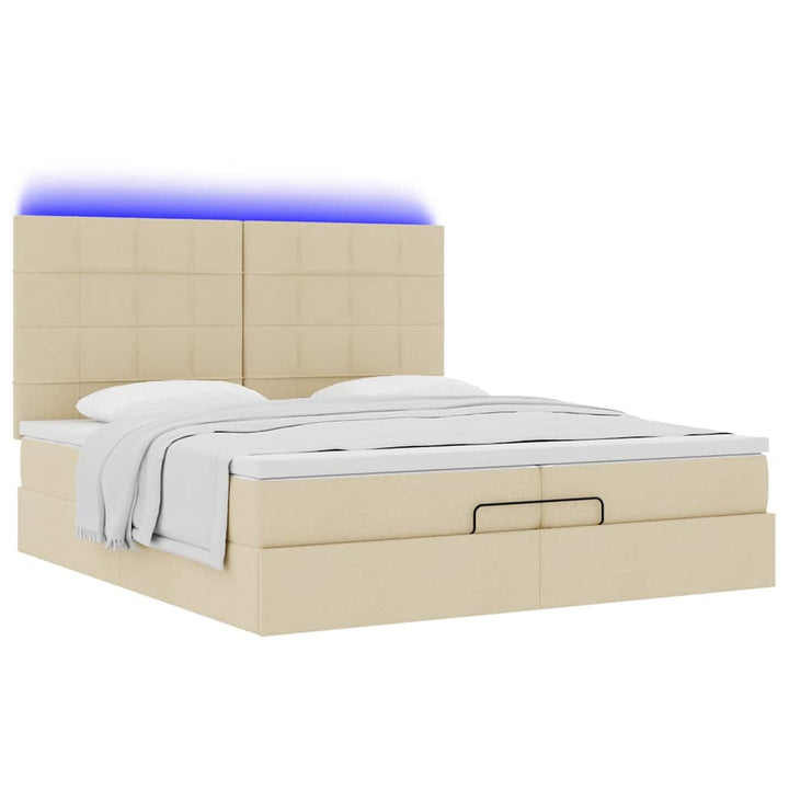 osmannisk sengeramme med madrasser 200x200 cm stof cremefarvet