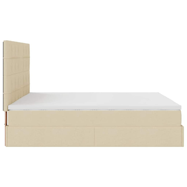 osmannisk sengeramme med madrasser 200x200 cm stof cremefarvet