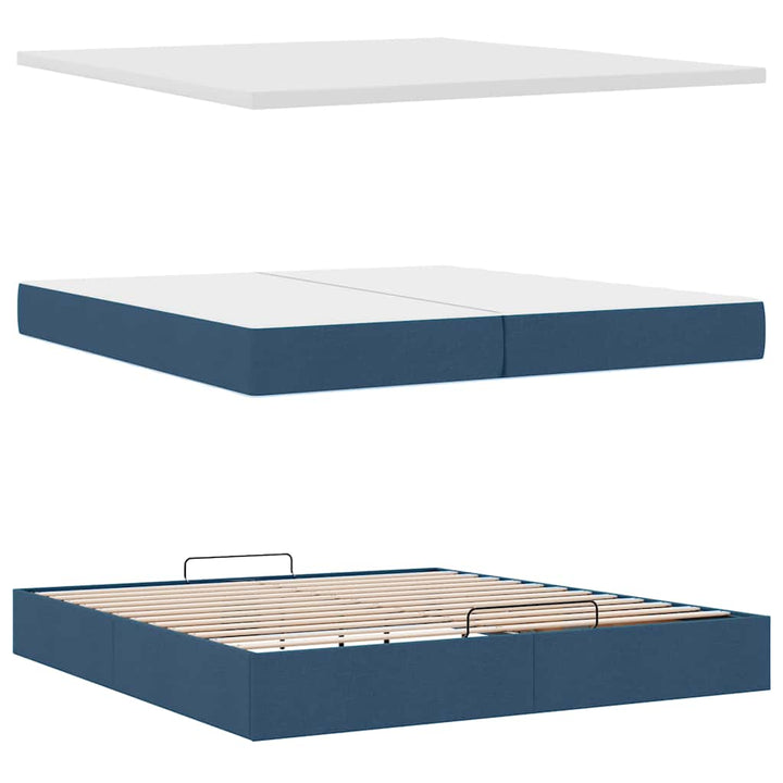 osmannisk sengeramme med madrasser 200x200 cm stof blå