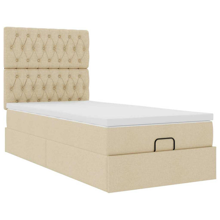 osmannisk sengeramme med madras 80x200 cm stof cremefarvet