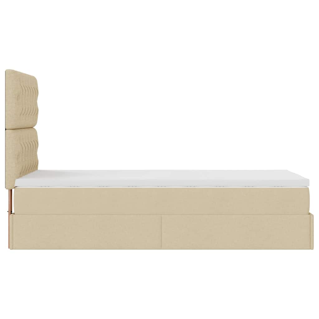 osmannisk sengeramme med madras 80x200 cm stof cremefarvet