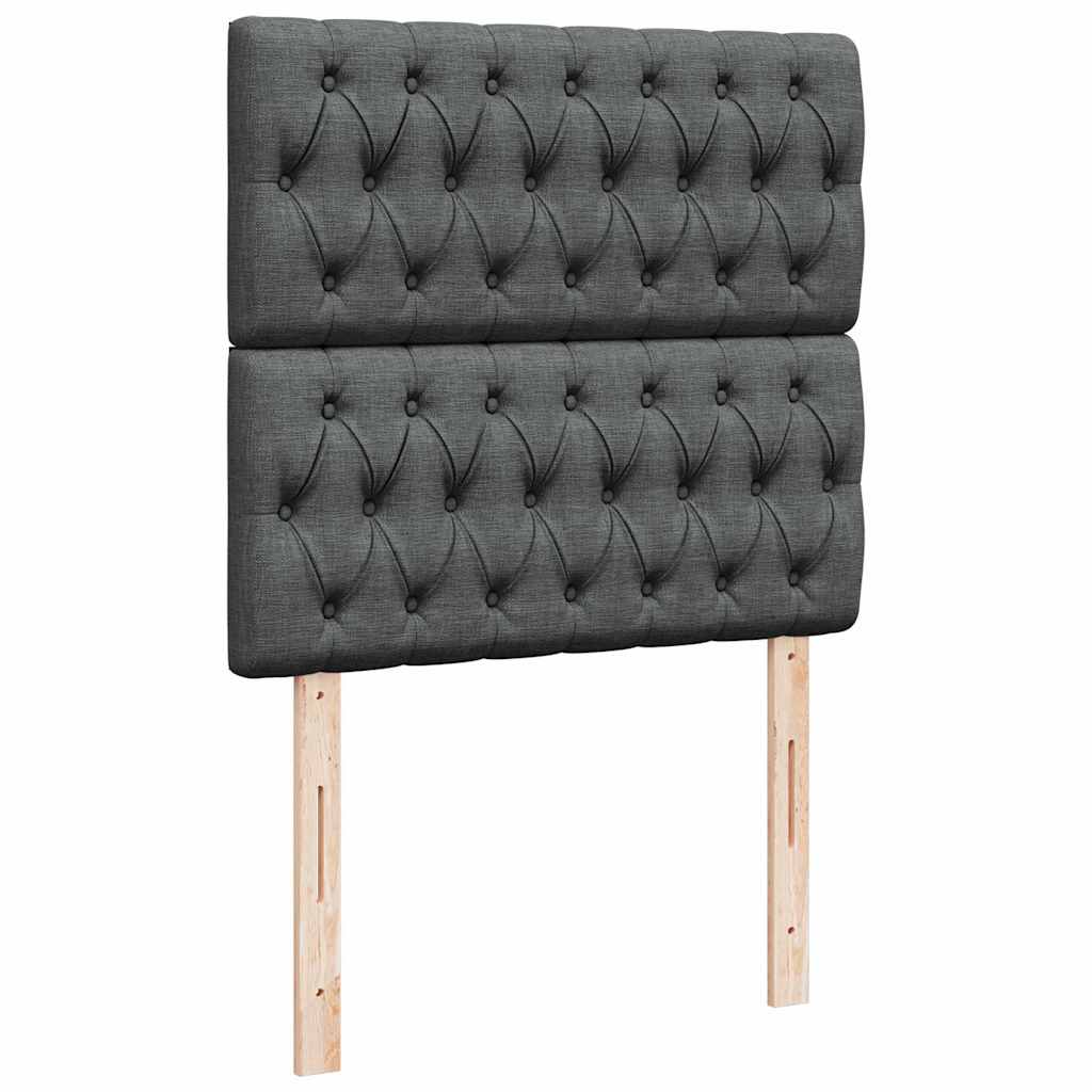 ottoman seng med madras & LEDs 90x200 cm stof mørkegrå