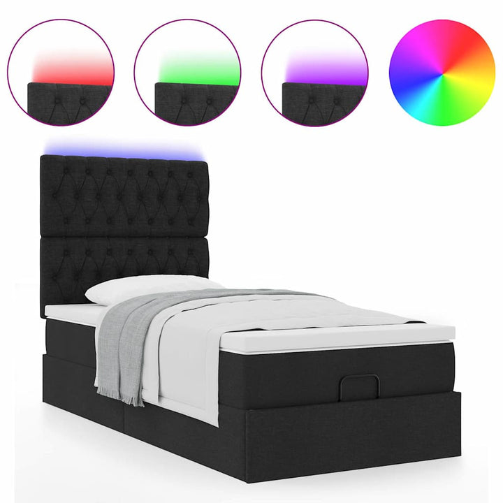 osmannisk sengeramme med madras 90x200 cm stof sort