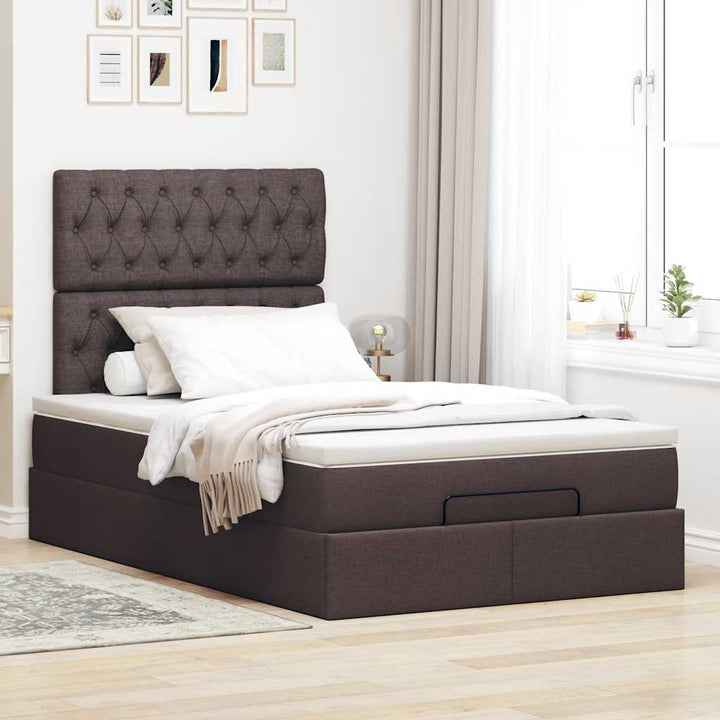 osmannisk sengeramme med madras 120x190 cm stof mørkebrun